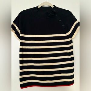 Maeve Black and White Striped Top